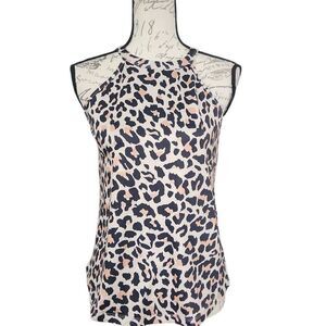 Ramisu Collection Women's Size XS Beige Black Leopard Print Halter Tank